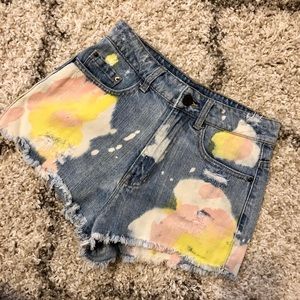 Urban BDG splatter paint jean shorts